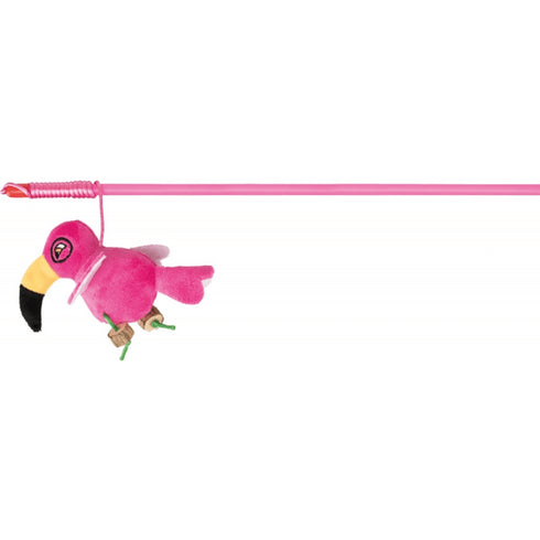 Jucarie pentru pisici Trixie Undita cu pasare Tucan Roz 50cm