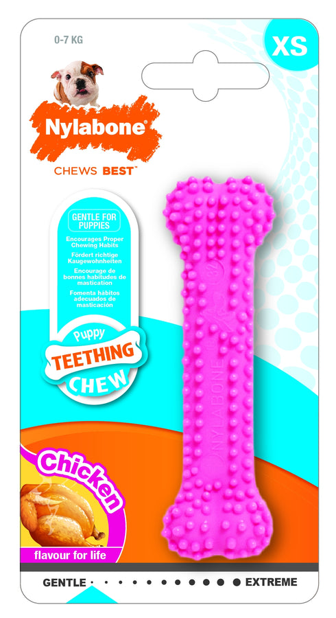 Jucarie pentru caini NY Puppy Chew Os roz cu pui XS