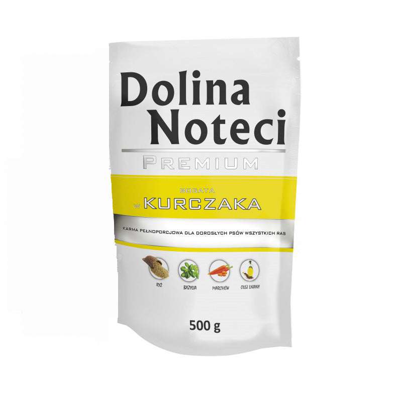 Hrana umeda pentru caini Dolina Noteci Premium cu pui 500 g - Animax