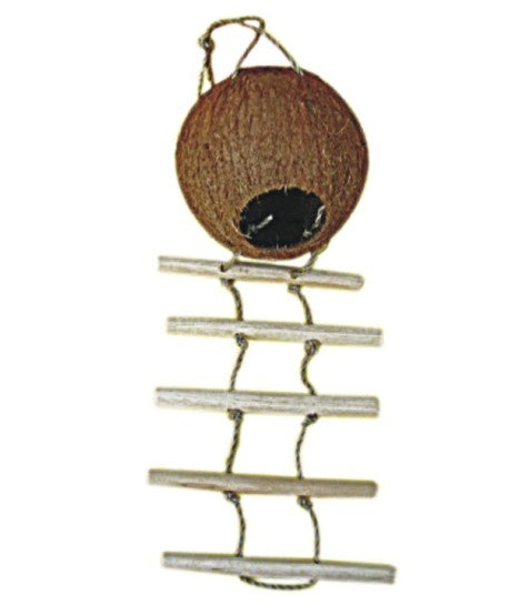 Jucarie pentru pasari mari Nuca de Cocos&Scara Lemn 45cm
