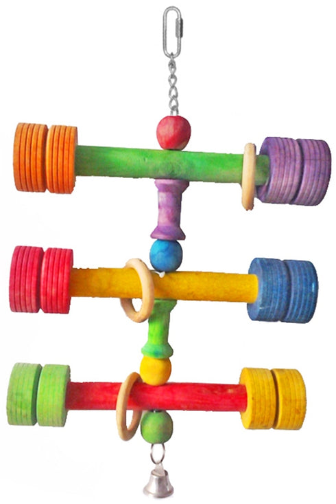 Jucarie pentru pasari mari Gantere Lemn Color 38X24cm