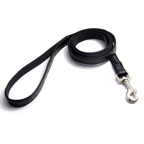 Lesa neagra din piele ecologica pentru caini Hamate 1.2 m x 2 cm