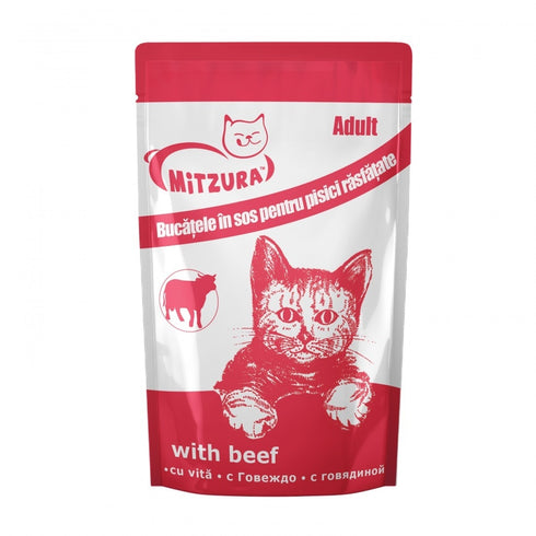 Hrana umeda pentru pisici Mitzura cu vita 100 g