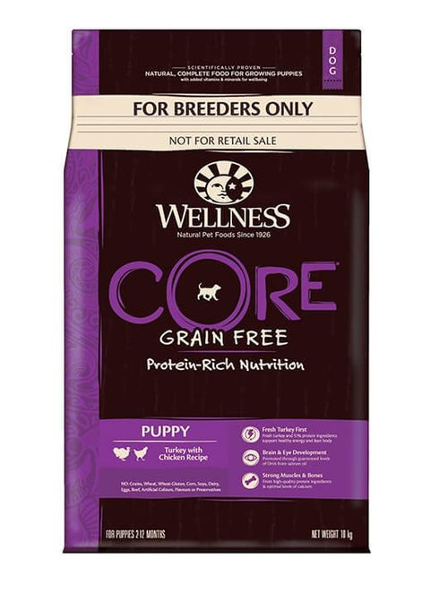 Hrana uscata pentru caini Wellness Core Dry Breeder Puppy cu pui si curcan 10 kg