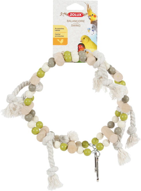 Jucarie pentru pasari Zolux Roata din lemn si sfoara