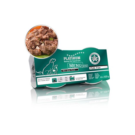 Hrana umeda pentru caini Platinum Adult Menu Mini Pure Fish 4x100 g