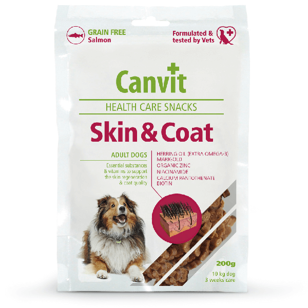 Recompensa pentru caini Canvit Health Care Snack Skin&Coat 200g - Animax