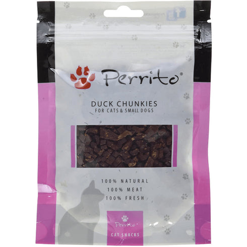 Recompensa pentru caini Perrito Dog&Cat Duck Chunkies 100g