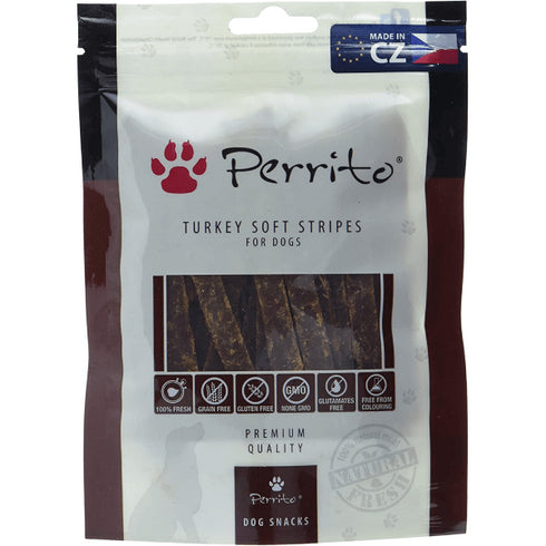Recompensa pentru caini Perrito Dog Turkey Soft Stripes 100g