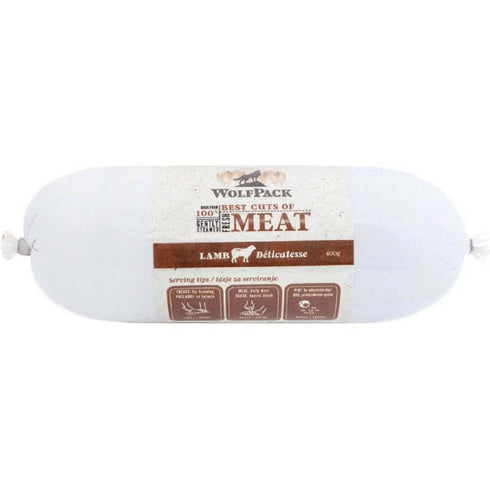 Recompensa pentru caini Wolfpack Sausage Miel 400g