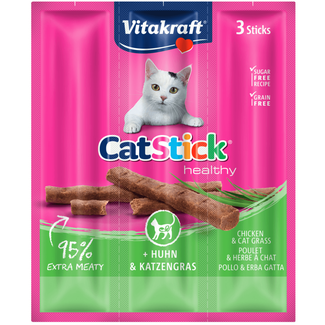 Recompensa pentru pisici Vitakraft cu Pui si Iarba pisicii 18g - Animax
