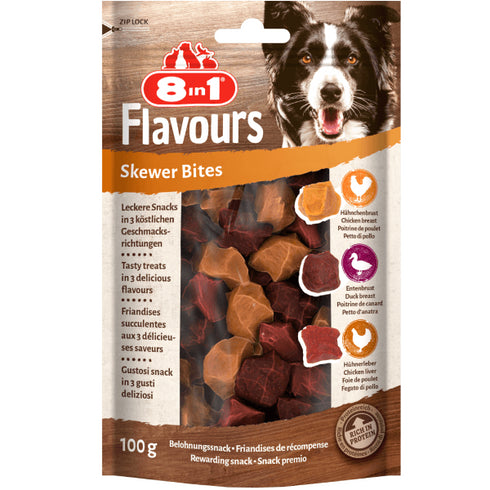 Recompense pentru caini 8in1 Skewer Bites Flavour 100g