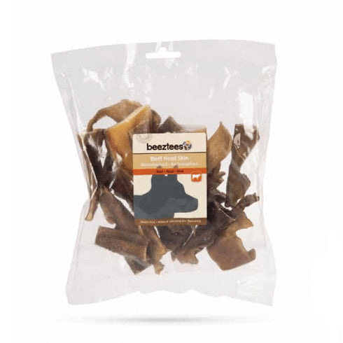 Recompense pentru caini Beeztees Piele Cap Vita 250g