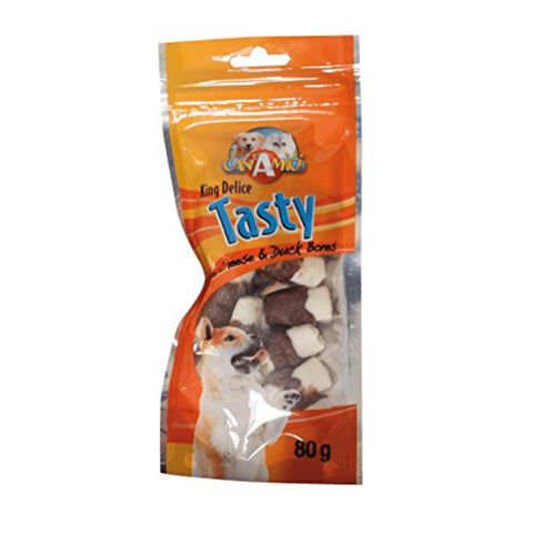 Recompense pentru caini CaniAmici Snack Tasty Minioase cu branza si rata 80g