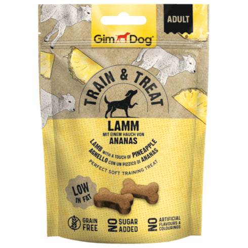 Recompense pentru caini Gimdog Train&Treat Miel 125g