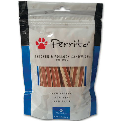 Recompense pentru caini Perrito Chicken & Pollock Sandwich 100g