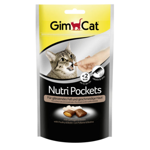 Recompense pentru pisici GimPet Nutri Pockets cu pui si biotina 60 g