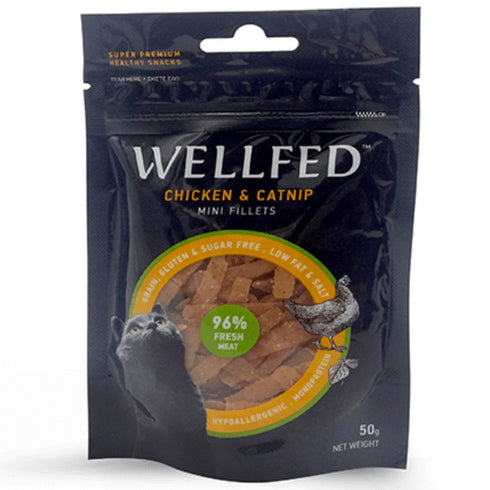 Recompense pentru pisici Wellfed Pui cu iarba pisici 50g