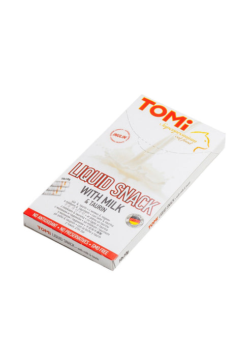 Recompense pentru pisici Tomi Liquid Snack cu lapte si taurina 10x10 g