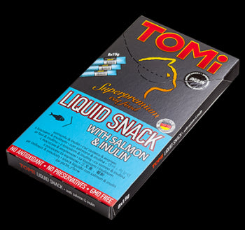 Recompense pentru pisici Tomi Liquid Snack cu somon si inulina 8x15 g