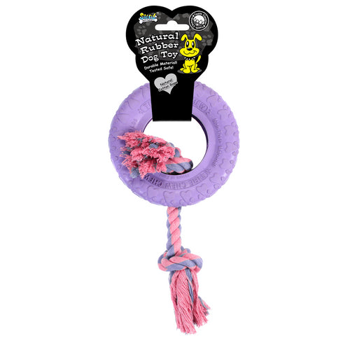Jucarie mov din cauciuc cu sfoara pentru caini Soleil L