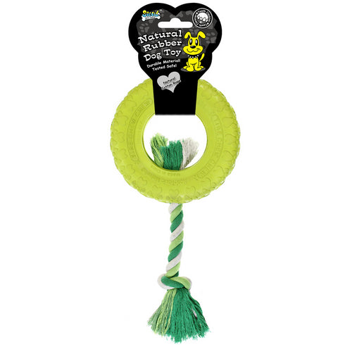 Jucarie verde din cauciuc cu sfoara pentru caini Soleil S