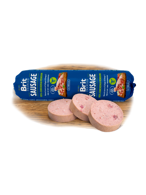 Salam pentru caini Brit Premium cu pui si vanat 800 g
