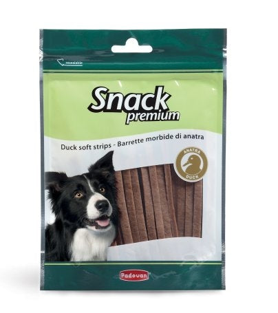 Recompensa pentru caini Padovan Snack Premium Duck Soft Strips 100g