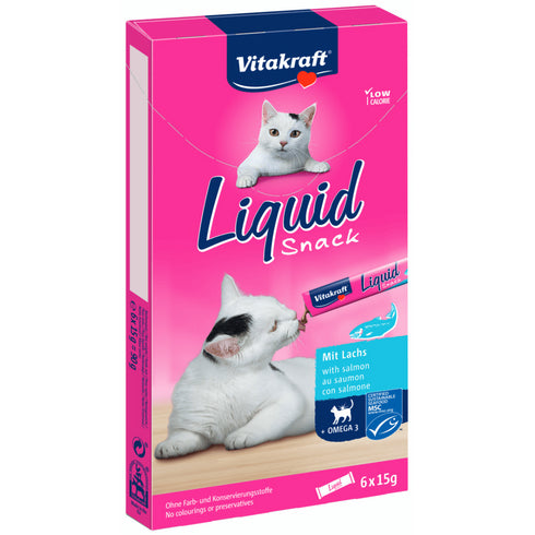Snack lichid pentru pisici Vitakraft cu Somon si Omega 3 6x15g