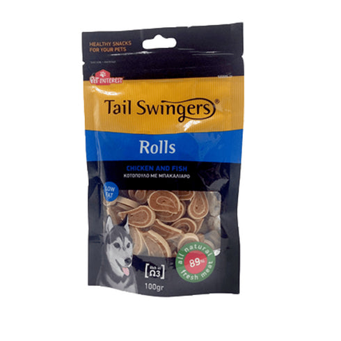 Snack rulouri pui si peste TAIL SWINGERS 100g