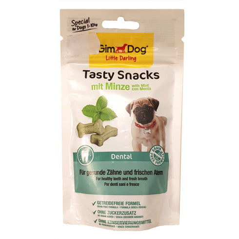 Recompensa pentru caini GIMDOG TASTY SNACKS DENTAL MENTA 40g