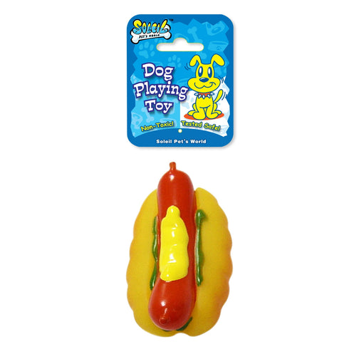 Jucarie pentru caini hotdog din vinil Soleil 10 cm