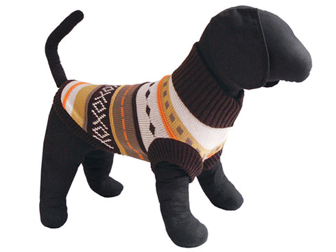 Haina pentru caini Tricot Dungi Maro XXL