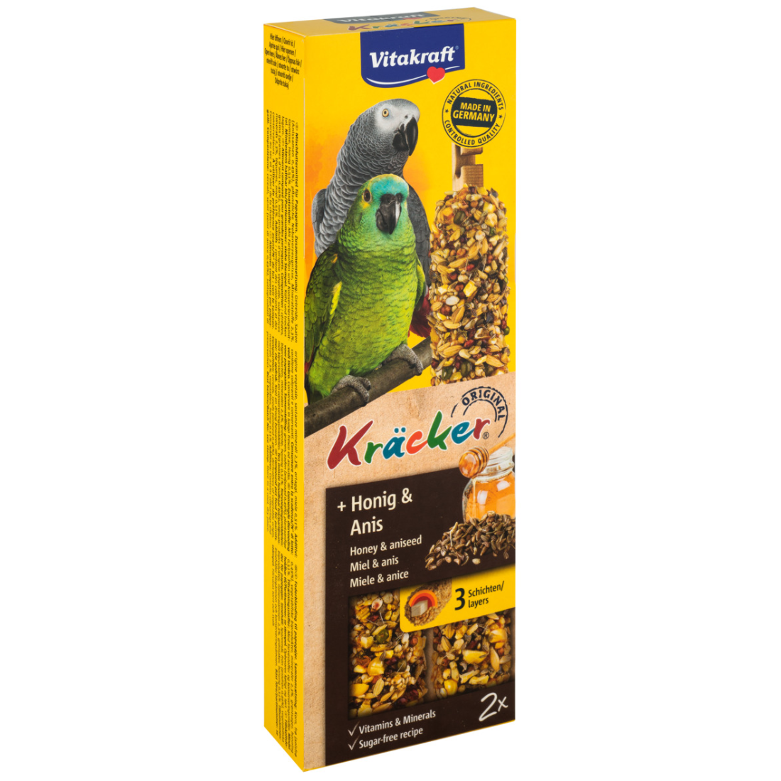 Baton pentru papagali Vitakraft Kracker cu Miere 180G - Animax