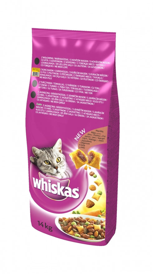 Hrana uscata pentru pisici Whiskas cu pui si ficat 14 kg
