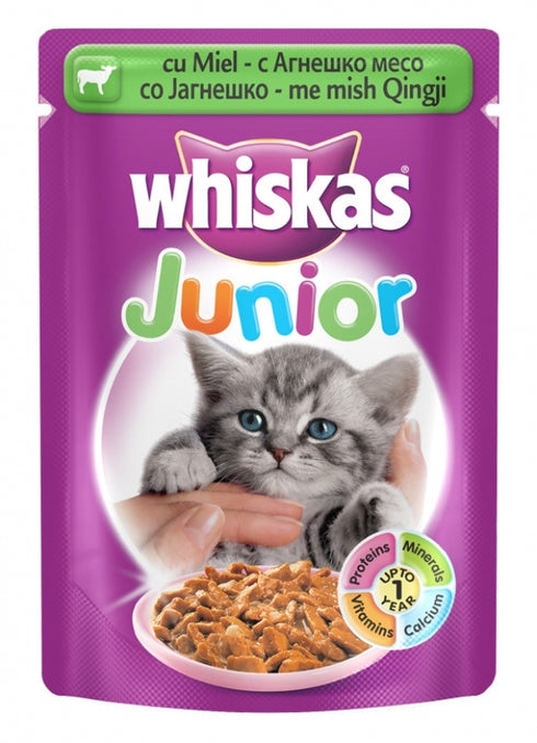 Hrana umeda pentru pisici Whiskas Junior cu miel 100 g