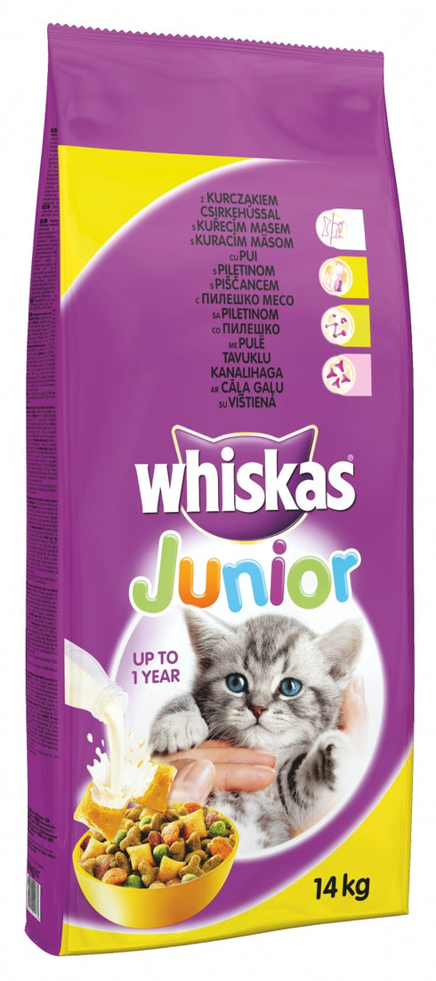 Hrana uscata pentru pisici Whiskas Junior cu pui 14 kg