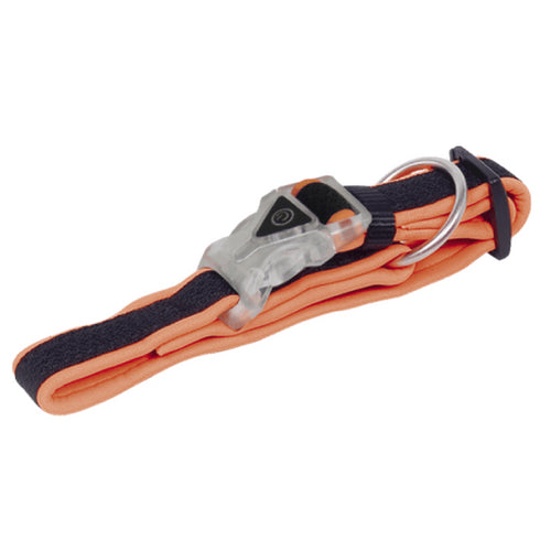 Zgarda pentru caini Nobby LED Mesh 15-20mm L 25-35cm NEON ORANGE