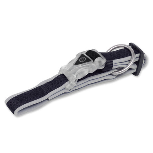 Zgarda pentru caini Nobby LED Mesh 20-25mm L 30-45cm GREY