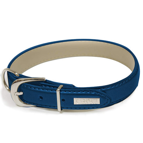 Zgarda albastra din piele Luxury Vanity 20MM-35-43 cm