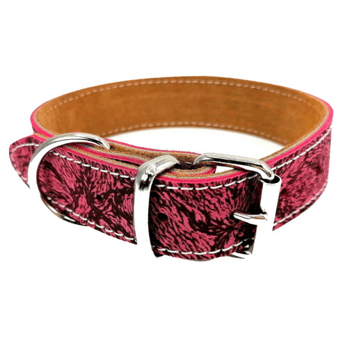 Zgarda din piele pentru caini Enjoy Buffo Roz 25mmX50cm