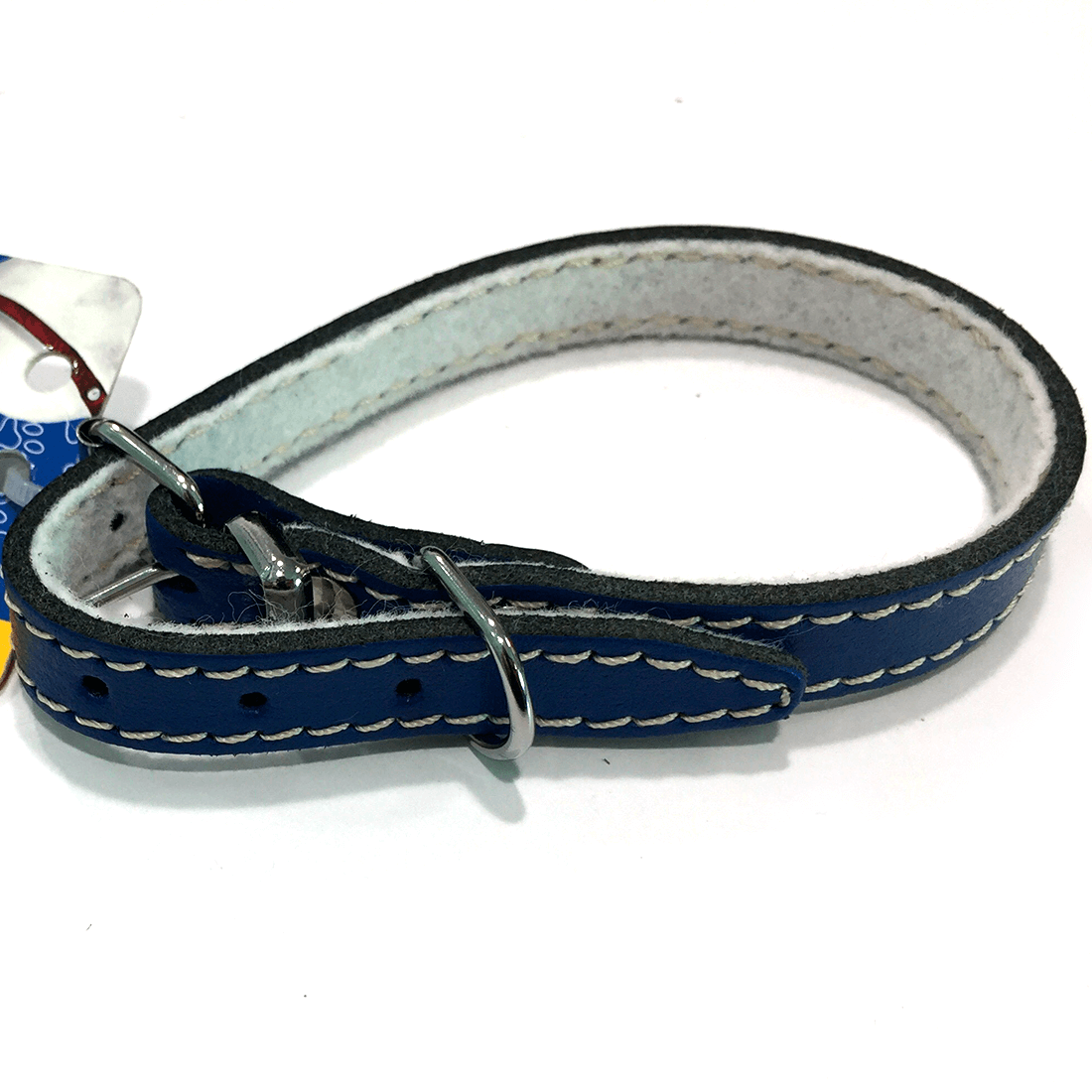 Zgarda din piele cu pasla Enjoy XS Albastru 10x270mm - Animax
