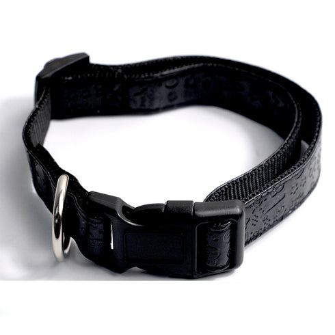 Zgarda neagra din piele ecologica pentru caini Hamate 38-57 cm