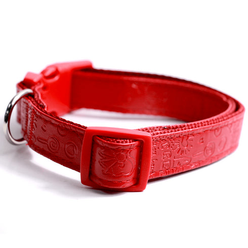 Zgarda rosie din piele ecologica pentru caini Hamate 38-57 cm