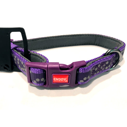 Zgarda violet din nylon si neopren pentru caini Enjoy 28-42 cm