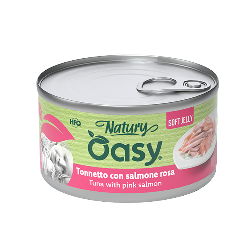 OASY Natury Conservă pentru pisici, cu ton și somon, în jeleu 85g