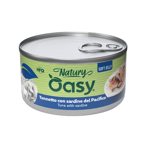 OASY Natury Conservă pentru pisici, cu ton și sardine, în jeleu 85g
