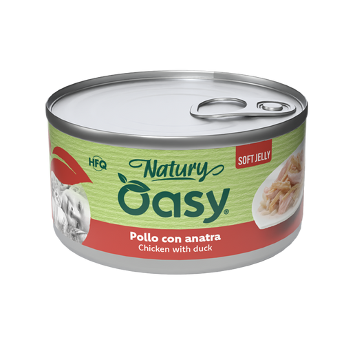 OASY Natury Conservă pentru pisici, cu pui și rață, în jeleu, 85g
