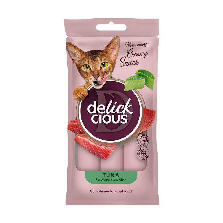 Recompense pentru pisici DELICKCIOUS, cu ton si aloe, 60g
