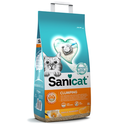 Nisip pentru litiera Sanicat Clumping Vanilie&Mandarina 8L